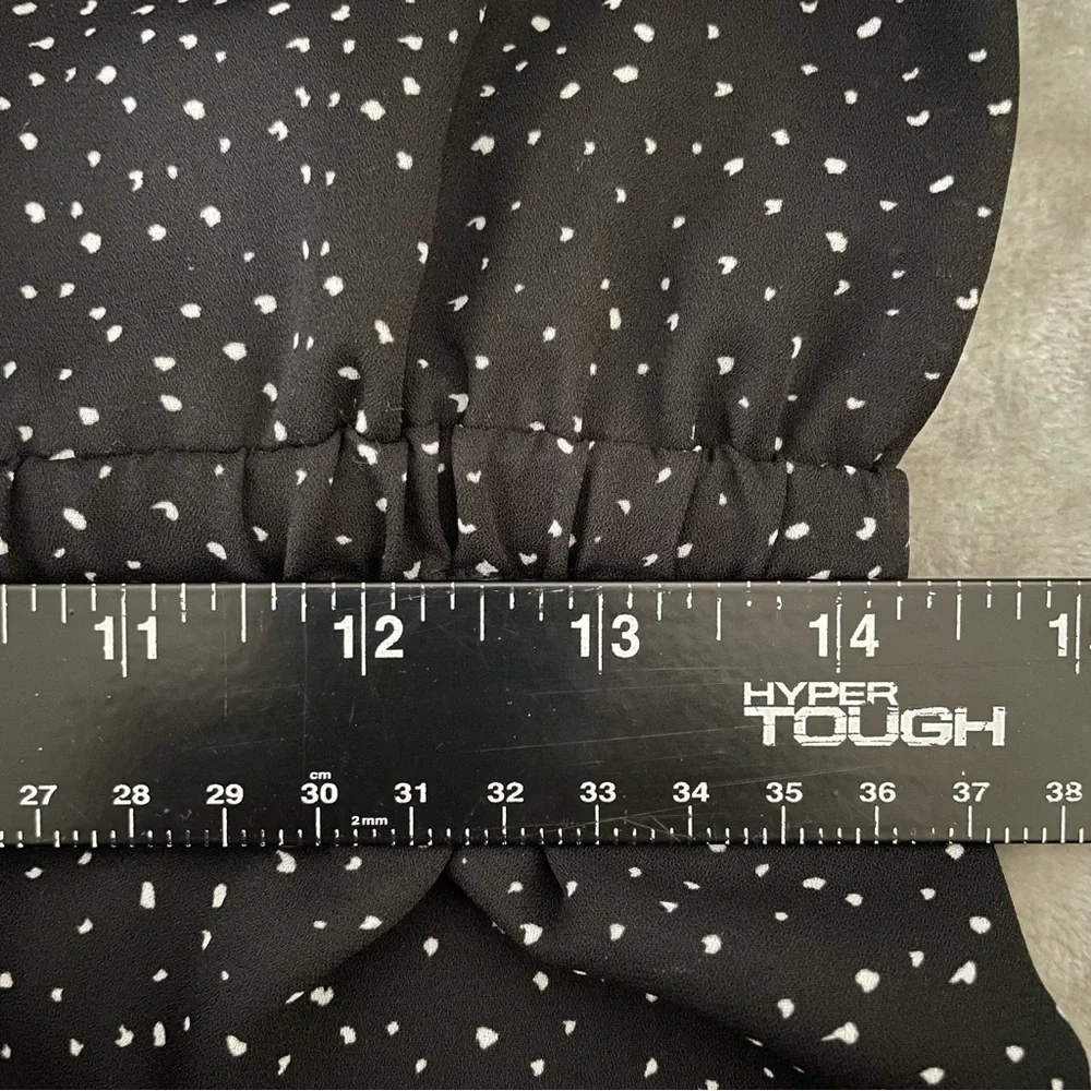 Hilary Radley Black Speckled Print Long Sleeve Tunic Dress Mini Size XS Blouson